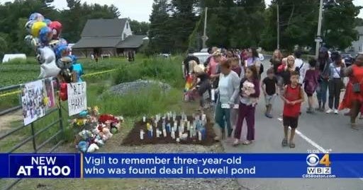 Vigil remembers 3-year-old boy found dead in Lowell pond - CBS Boston