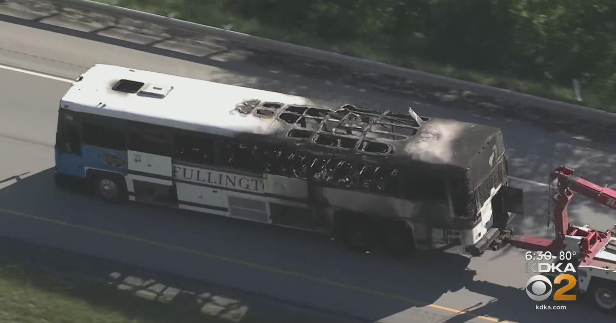 Tour bus catches fire on Interstate 79 in Butler County - CBS Pittsburgh