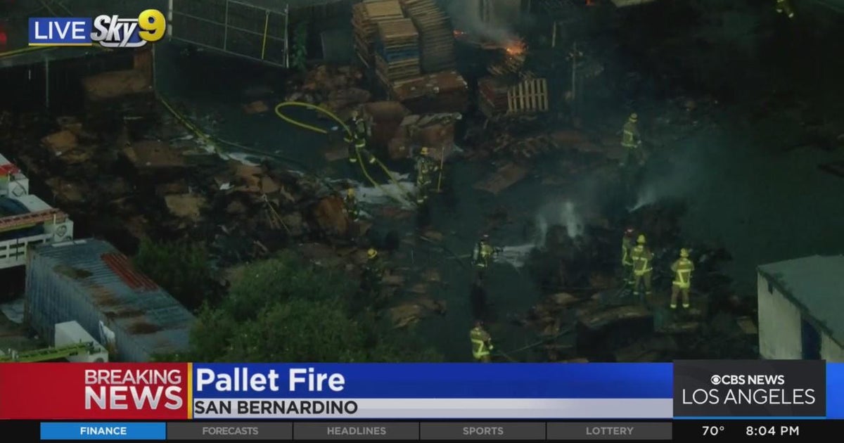 Firefighters knockdown 3 alarm blaze at a San Bernardino pallet yard ...