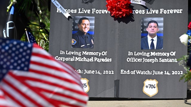 Press conference about the recall of Los Angeles District Attorney George Gascon and fallen officers including the two police officers that were shot and killed earlier in the week in El Monte. 