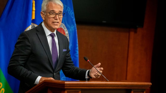 Los Angeles County District Attorney George Gascon addresses police accountability during a press conference 