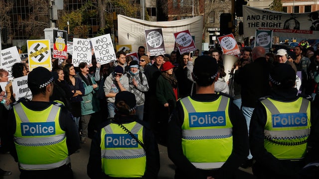 Opposing Rallies Clash In Melbourne CBD 