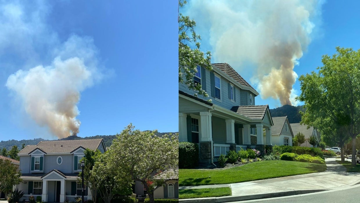 Crews halt progress of fire in Pleasanton hills; 2 firefighters hurt, evacuees return CBS San