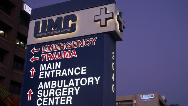 A sign for University Medical Center in Las Vegas is seen Oct. 12, 2020. 