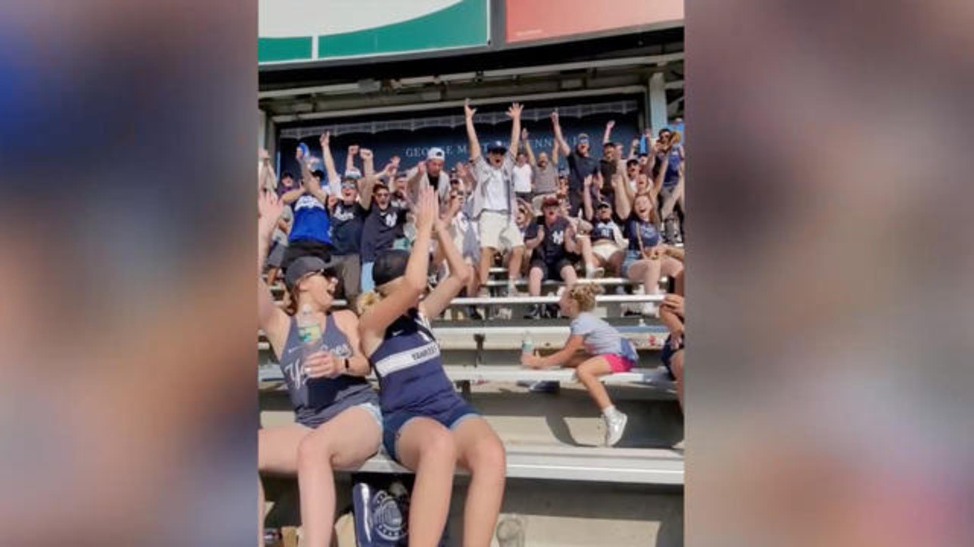 Yankee fans go crazy for a little girl landing a bottle flip : r