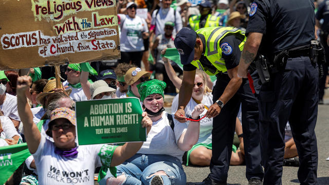 Abortion rights activists demonstrate outside the Supreme Court in Washington 