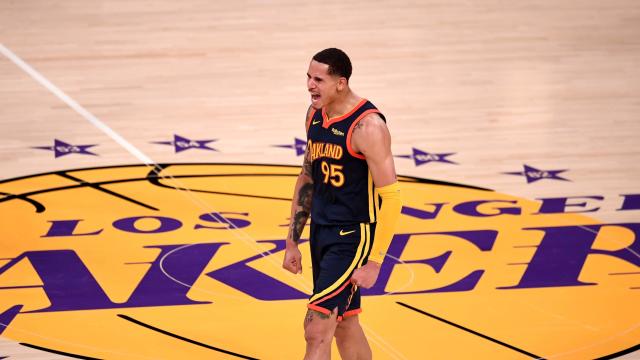 Los Angeles Lakers defeated the Golden State Warriors 103-100 during a NBA basketball Western Conference Play-In game. 