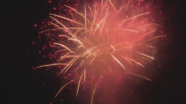 Sacramento skyline with fireworks for a national day 