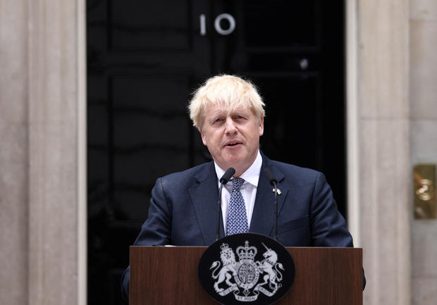 British PM Johnson speaks at Downing Street 
