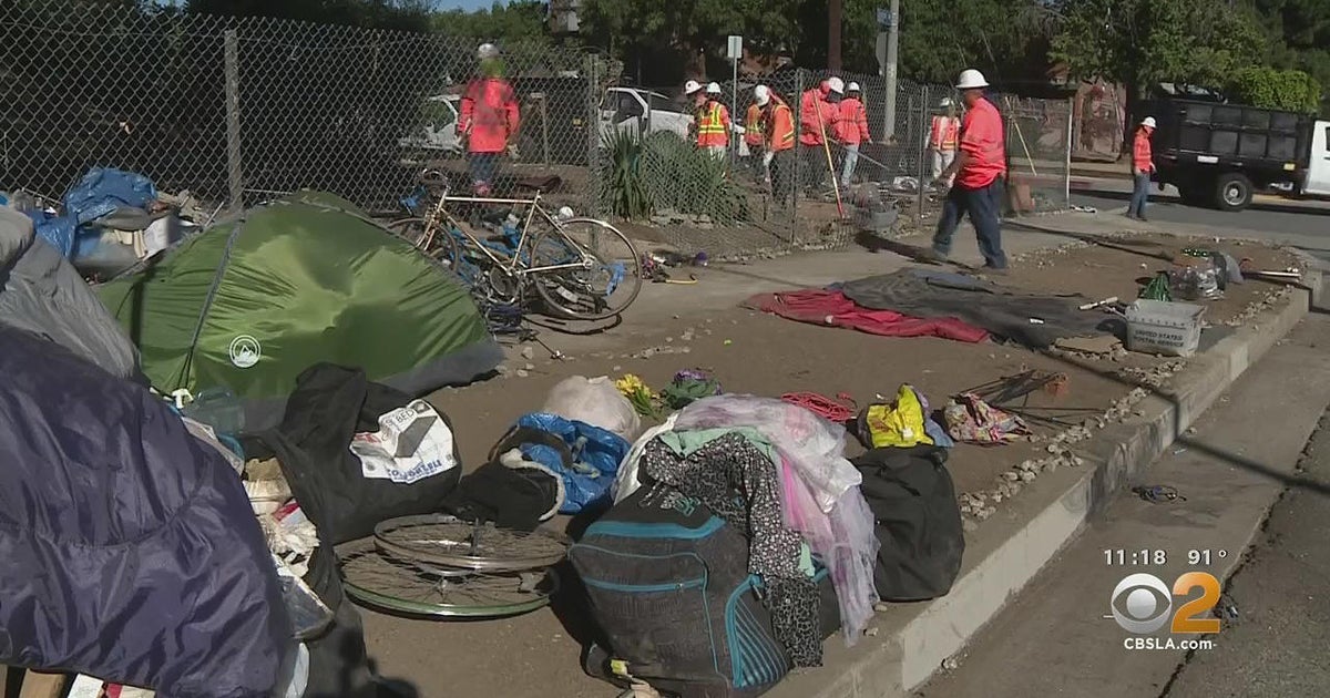 Caltrans crews clean up Atwater Village homeless encampment under 2