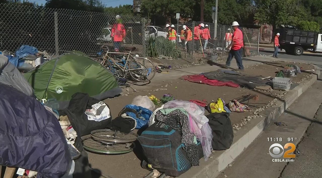 Caltrans crews clean up Atwater Village homeless encampment under 2