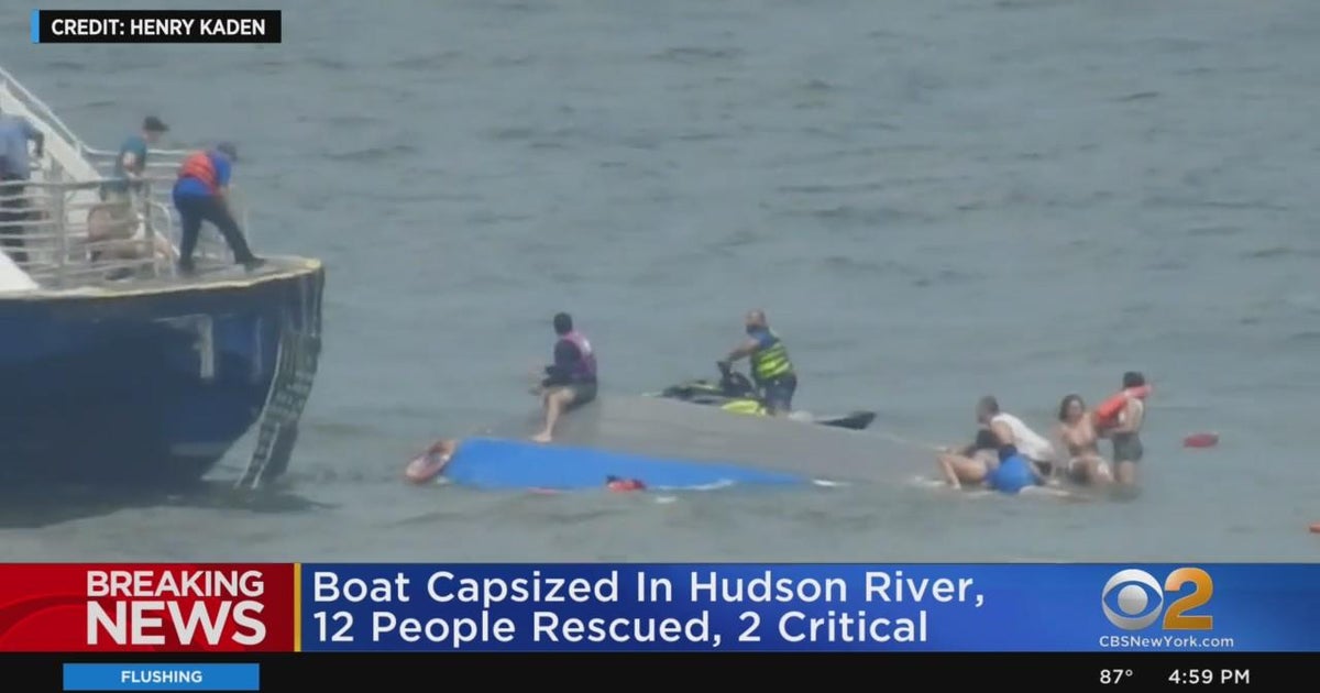 12 rescued after boat capsizes in Hudson River CBS New York
