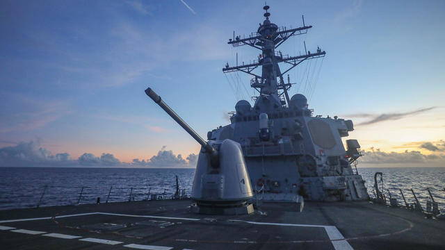 Handout image of Arleigh Burke-class guided-missile destroyer USS Benfold 