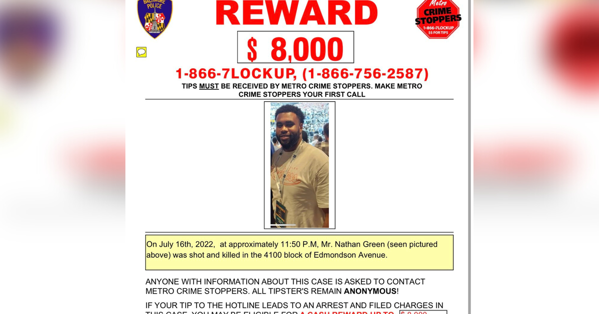 Leads sought, reward offered in Baltimore homicide investigation - CBS ...
