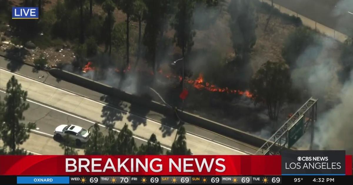 Glendale Fire crews battling brusher off southbound 2 Freeway CBS Los