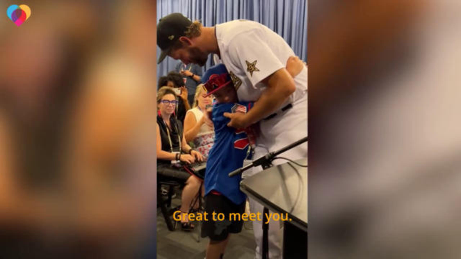 Young fan lives out dream of late grandfather's dream of meeting Clayton  Kershaw 