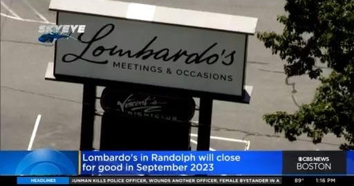 Lombardo's in Randolph to close in 2023 after nearly 60 years of