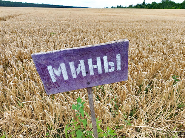 Mines sign in Kyiv Region 