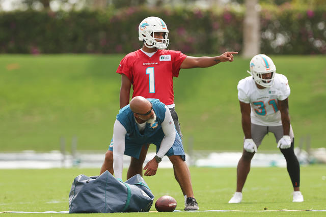 Teddy Bridgewater of the Miami Dolphins throws a pass during the News  Photo - Getty Images