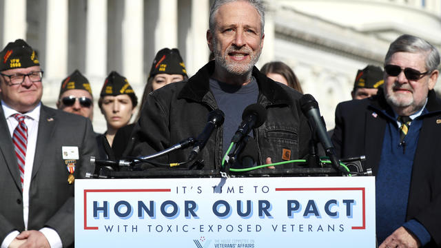 Jon Stewart And Rep. Nancy Pelosi Attend A Press Conference In Support Of "Honoring Our Promise To Address Comprehensive Toxics (PACT) Act Of 2021." 