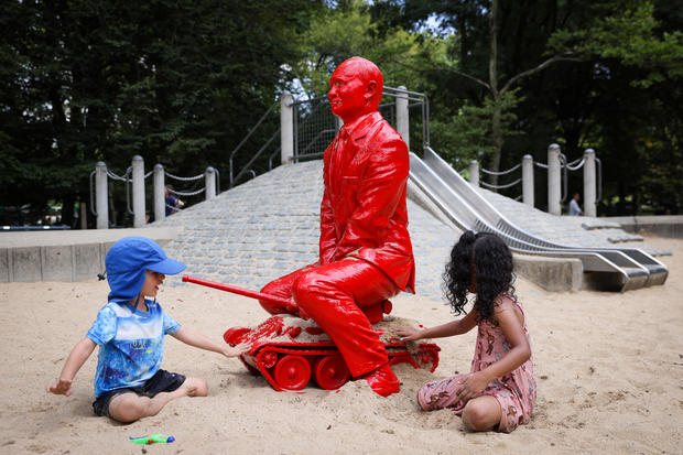 Statue of Russian President Vladimir Putin appears in New York City’s Central Park playground