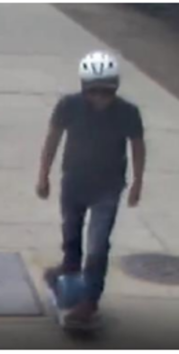 Police are looking for a man who sexually abused a woman while riding a one-wheeled skateboard