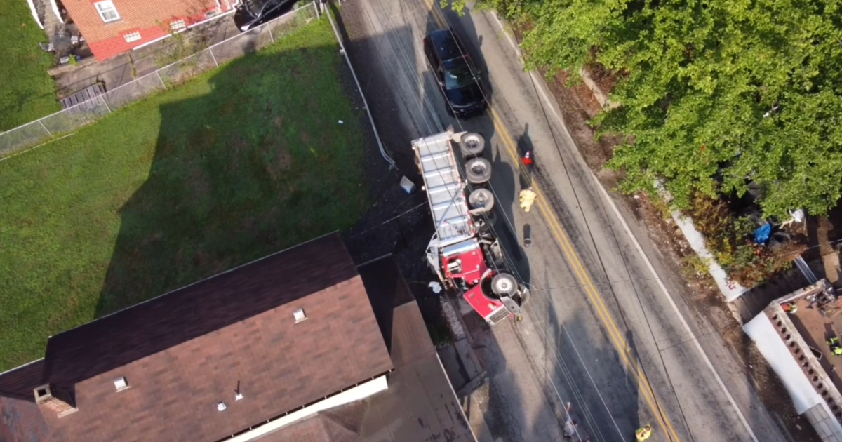 Dump truck overturns, spills its load in Wilkins Township CBS Pittsburgh