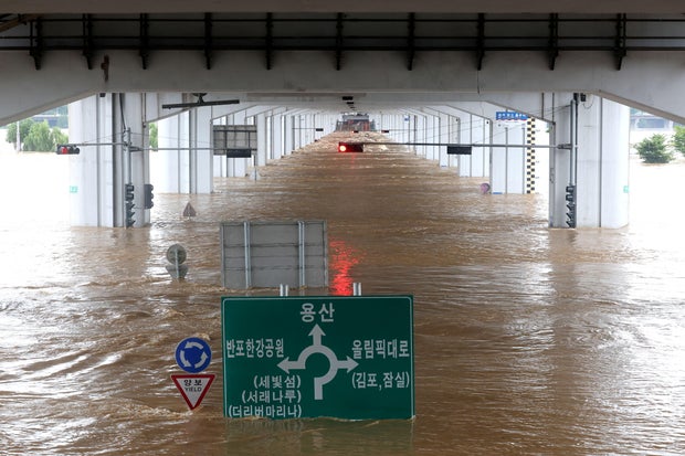 Aftermath of record level of torrential rain in Seoul 