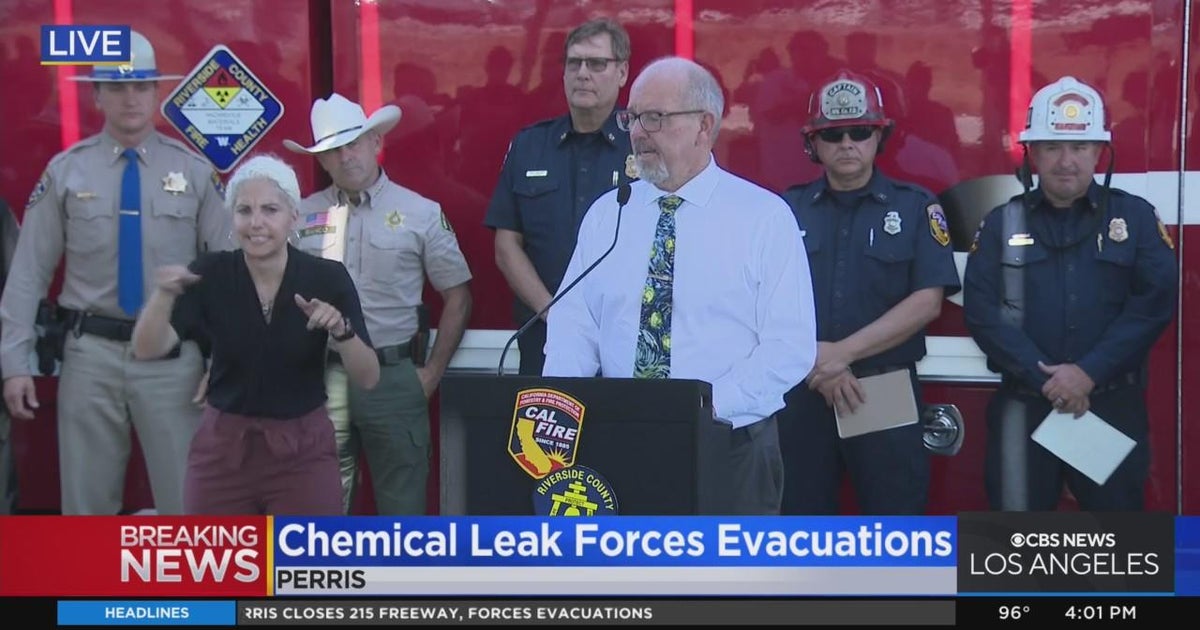 Rail car chemical leak near Perris prompts road closure on 215 Freeway