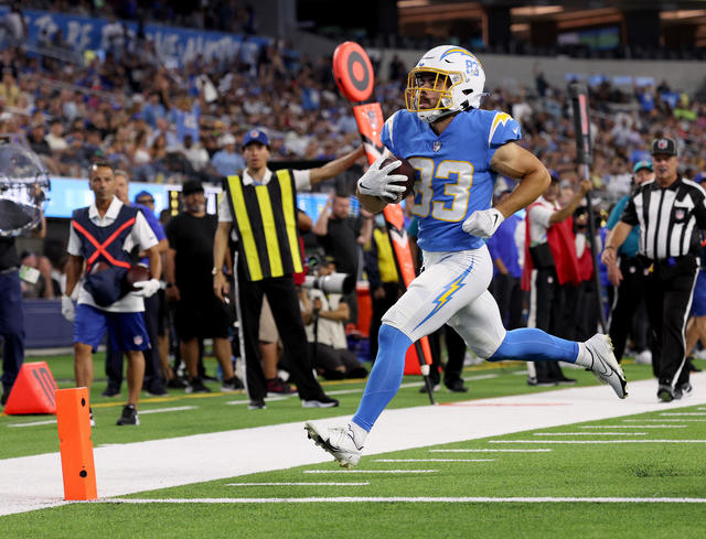 INGLEWOOD, CA - AUGUST 14: Los Angeles Rams quarterback Bryce Perkins (16)  during the Los Angeles Chargers versus the Los Angeles Rams preseason NFL  game on August 14, 2021, at SoFi Stadium