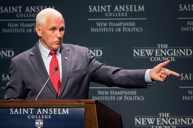Former Vice President Mike Pence Speaks At Politics & Eggs Event In New Hampshire 
