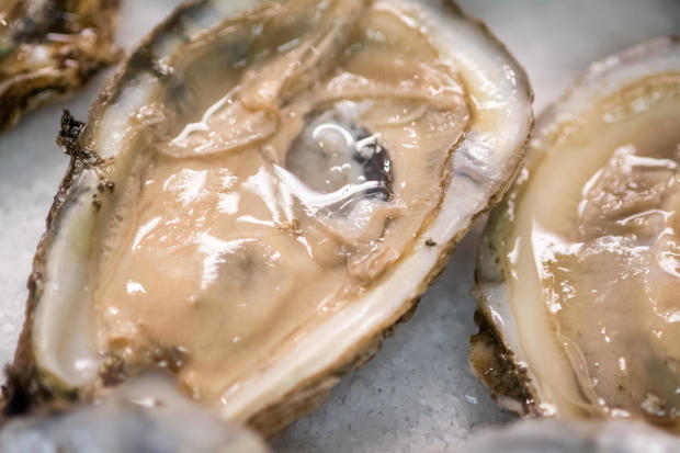 Freshly shucked wild oysters are seen at a restaurant in Baltimore. 