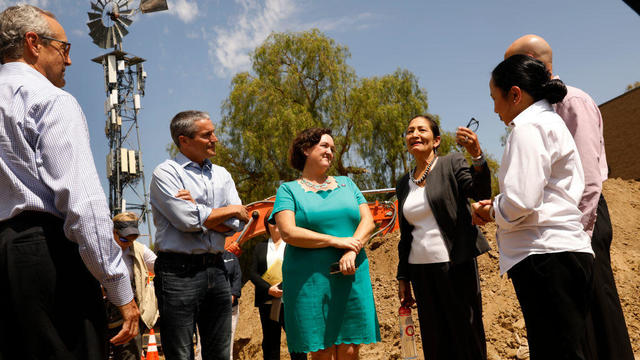 At the Rattlesnake Recycled Water Pump Station, Secretary of the Interior Deb Haaland speaks to the media on Aug. 18, 2022. 