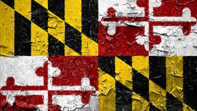 Maryland State Flag emblem on metallic texture 