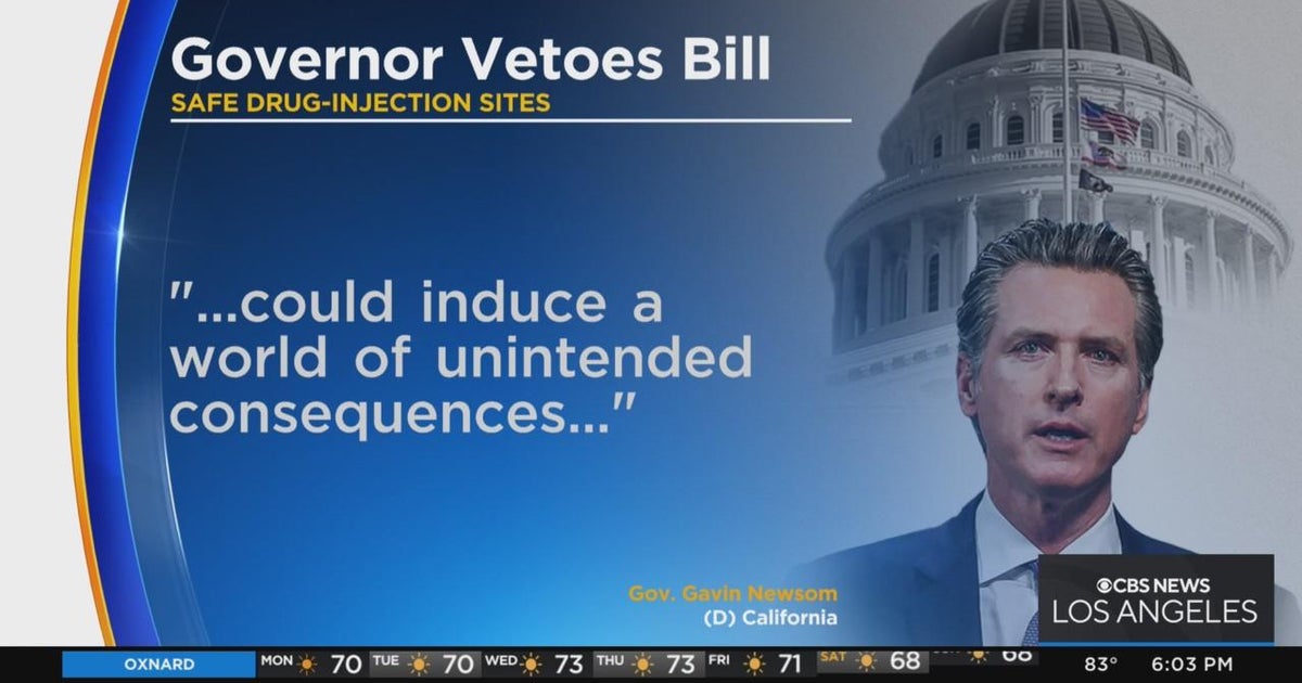 Newsom shoots down safe druginjection site bill CBS Los Angeles