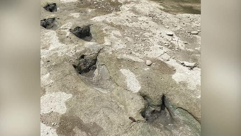 Drought exposing dinosaur tracks in Glen Rose