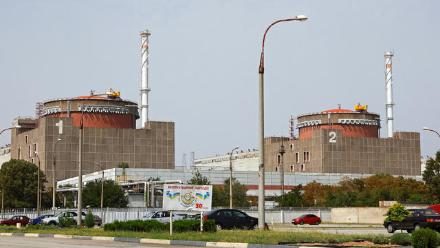 The Zaporizhzhia nuclear power plant is seen outside the Russian-controlled city of Enerhodar, Ukraine, August 22, 2022. 