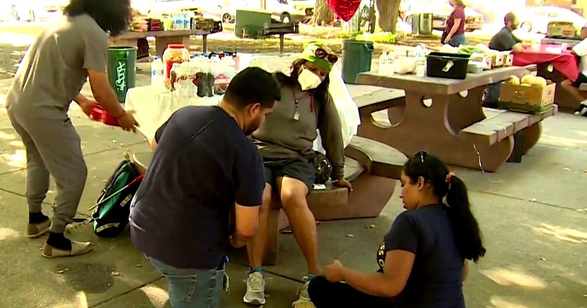 Medical students helping marchers complete their their 24-day, 335-mile march to the capitol