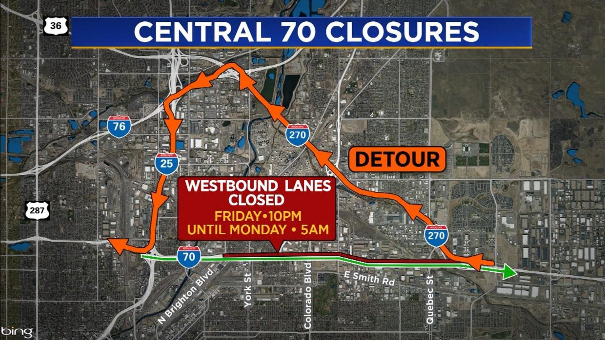 I-70 closure: westbound lanes shut down in Denver area this weekend 