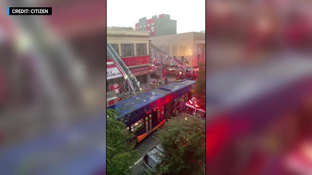 Citizen app video shows fire trucks outside a church. 