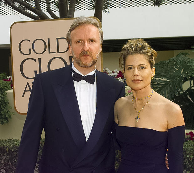James Cameron and Linda Hamilton at Golden Globes 