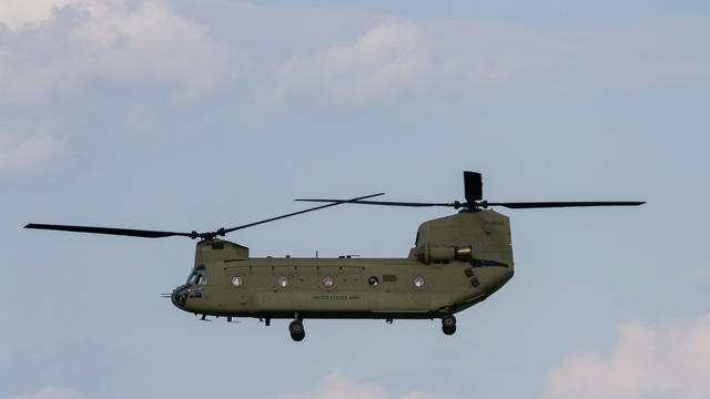 A Boeing CH 47 Chinook helicopter of the United States Army 