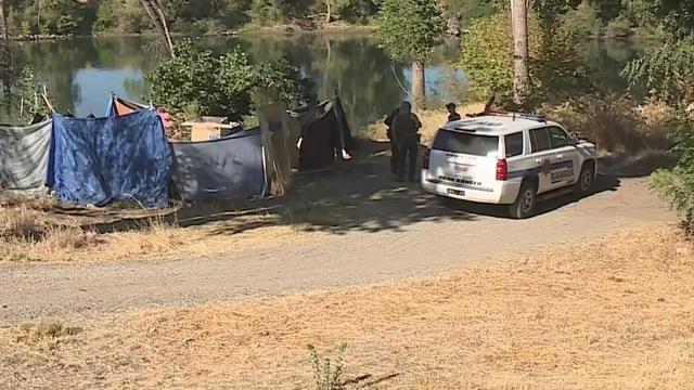 Photo of area where a body was found in the American River 