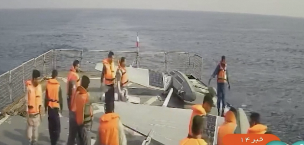 Sea surface drones aboard an Iranian navy ship 