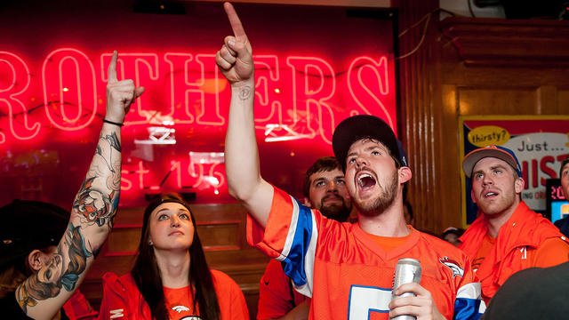 Denver Broncos fans watch Super Bowl 50 