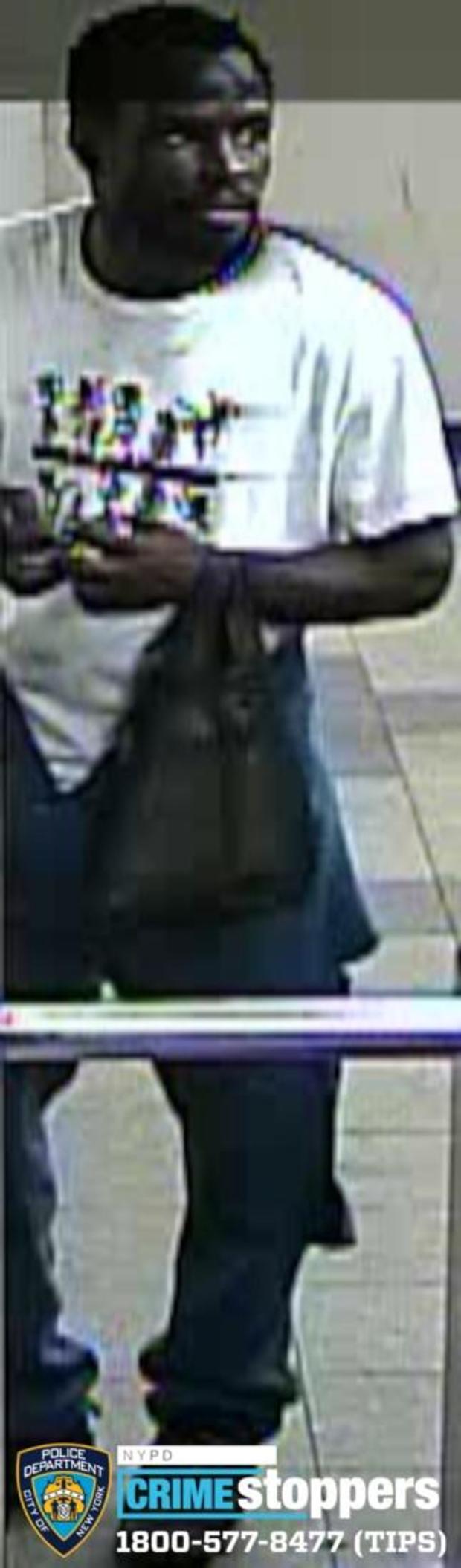 Surveillance photo of a suspect in a Brooklyn subway station robbery 