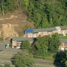 An aerial shot of a West Orange apartment complex at the foot of a slope that has been deemed unstable. 