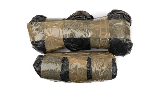 Seized Drug Bag Isolated, Drugs Package, Heroin Bricks, Cocain Pack 