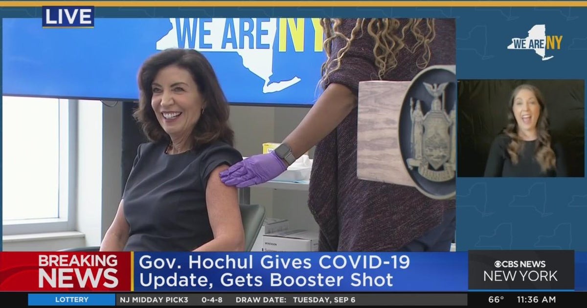 Gov. Hochul gives COVID update, gets booster shot - CBS New York