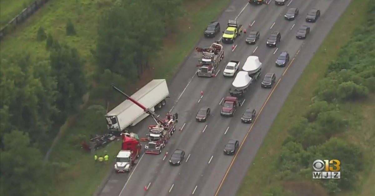 Tractor-trailer driver dies in crash on I-95 in Laurel - CBS Baltimore